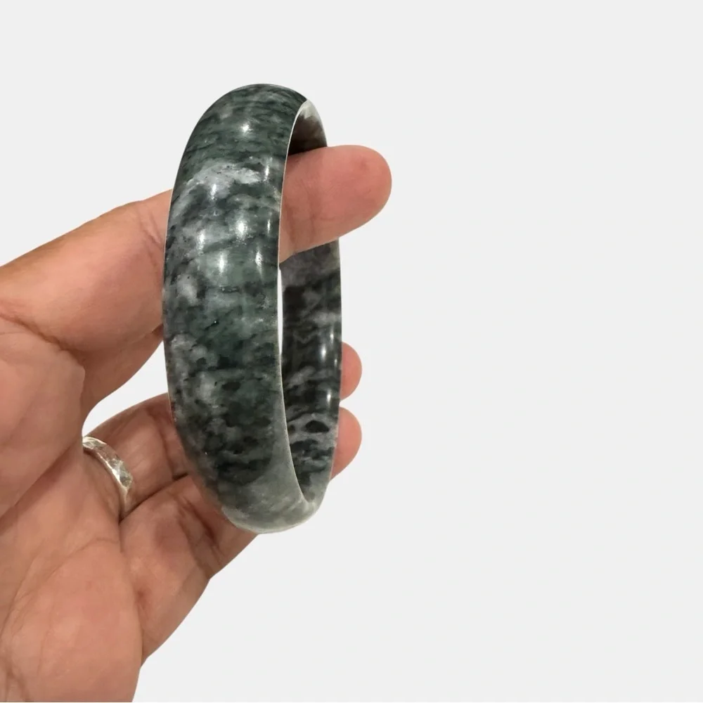 Moss Agate Stone Bangle Bracelet Polished Green Bracelet Natural Gemstone